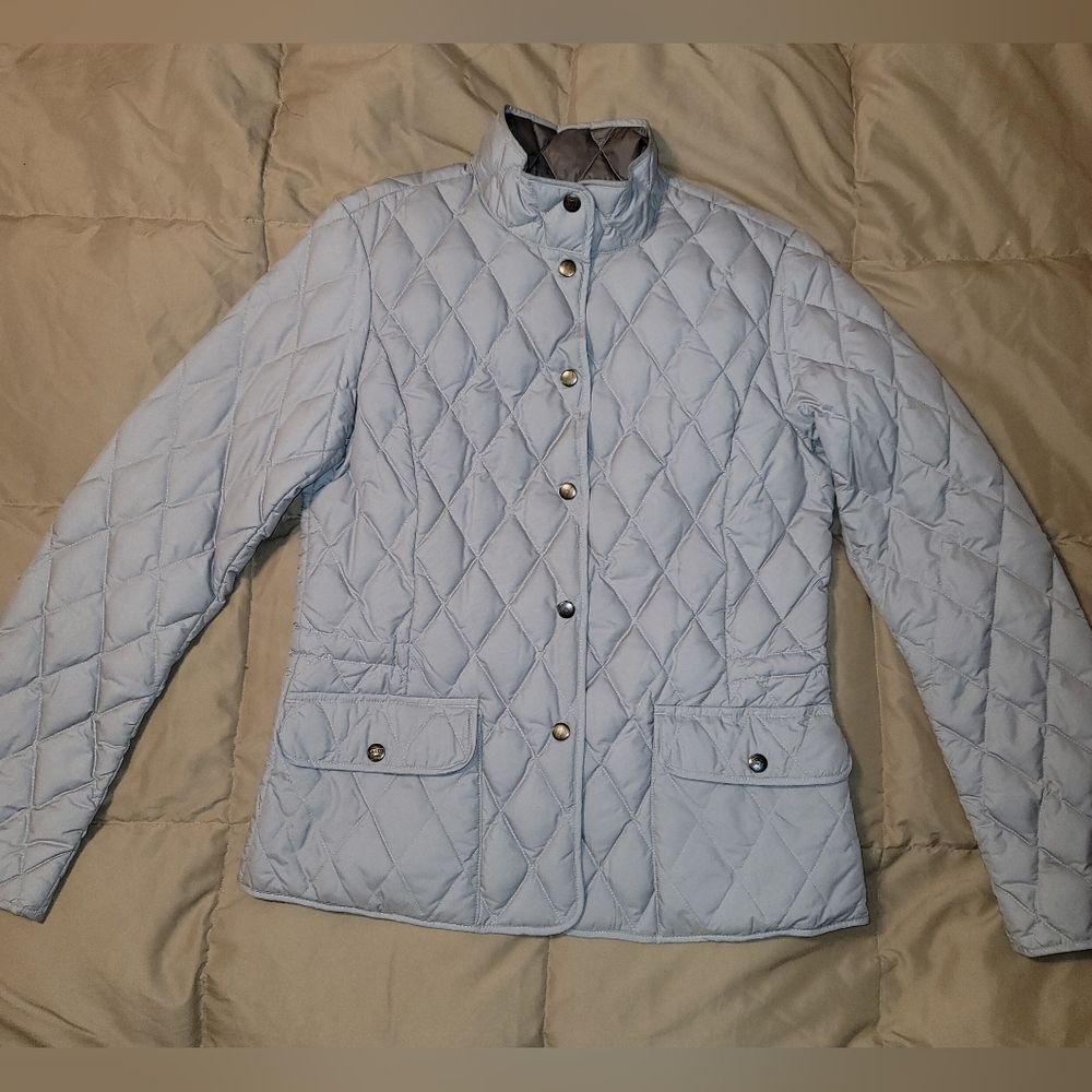 Eddie Bauer silver/gray quilted goose down Sz MT - Picture 7 of 16